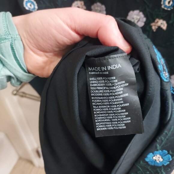 Club Monaco Kasienna Navy Blue Floral Embroidered Long Sleeve Dress - Picture 9 of 9